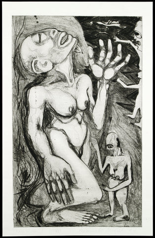 Nude. "Tänzerin I", 1987. Etching by Antoinette MICHEL