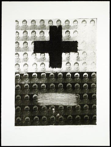 "+ -", 1990. Mixed media print by Falko BEHRENDT