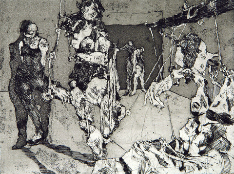 „Tänzer und Marionetten“, 1981. Aquatint by Christine PERTHEN