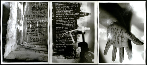 Conceptual Art. "Warte - An On (Kawara)", 1986/1987. Photo-triptych by Else GABRIEL