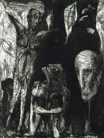 "Zu L. Aragon, Parti-pris", 1981. Aquatint by Hubertus GIEBE