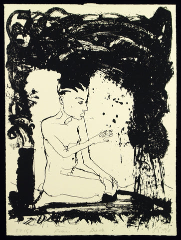 Nude. "Frau im Dreck", 1990. Lithograph by Gudrun TRENDAFILOV