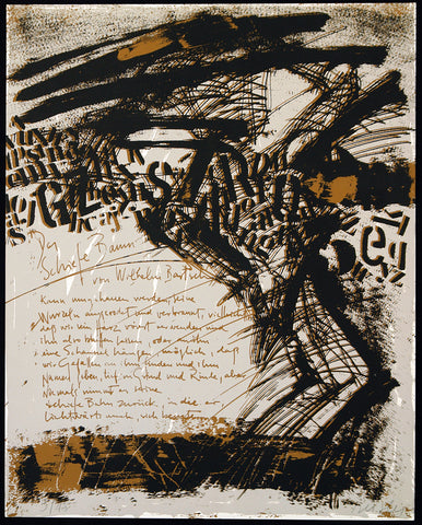 Visual poetry. „Der schiefe Baum“, 1989. Silkscreen by Guillermo DEISLER