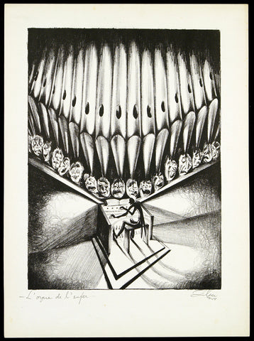 Hungarian Expressionism. „L’orgue de l’enfer“, 1924. Lithograph by Gyula ZILZER