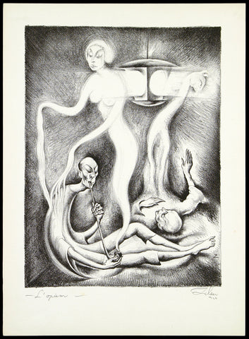 Hungarian Expressionism. „L’opium“, 1924. Lithograph by Gyula ZILZER