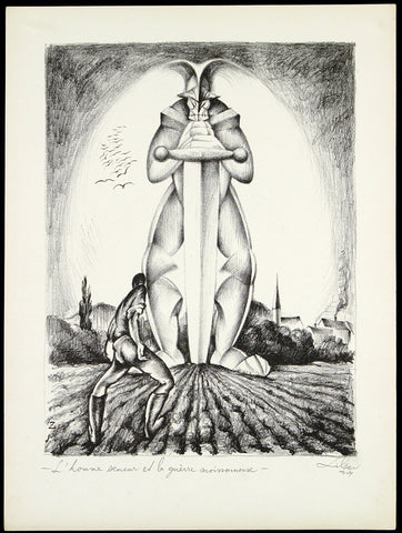 Hungarian Expressionism. "L'homme semeur et la guerre moissonneuse", 1924. Lithograph by Gyula ZILZER
