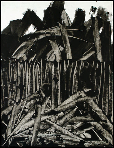 Informel. "No. 4 aus der Schwarz/W. Serie Zeichen - Strukturen - Landschaften", 1988. Ink painting by Joerg STEINBACH