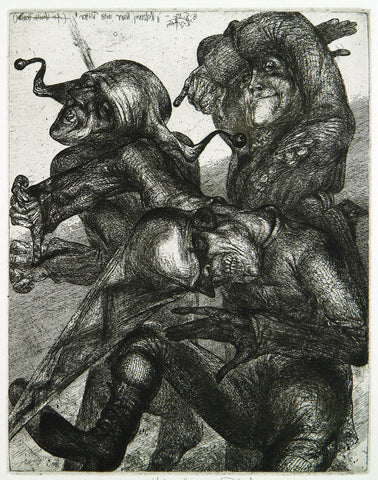 "Ketzer, Narr und Ritter", 1987. Aquatint by Karl-Georg HIRSCH