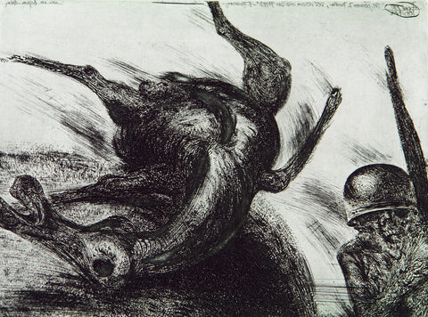 "Mensch und Pferd", 1985. Aquatint by Karl-Georg HIRSCH