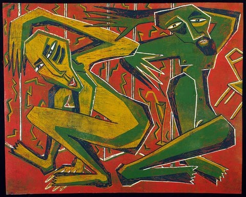 „Spanische Wand II“, 1990. Linocut by Klaus SUESS