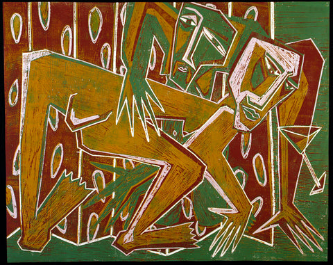 „Spanische Wand I“, 1990. Linocut by Klaus SUESS