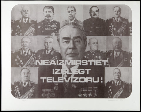 Conceptual art from Latvia. "Television from Petrograd", 1990. Portfolio with four offset prints by Leonards LAGANOVSKIS