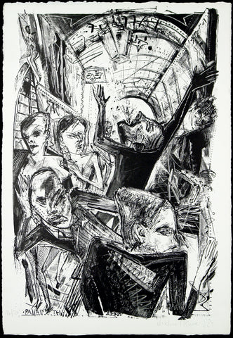"Passanten", 1984. Lithograph by Michael KUNERT