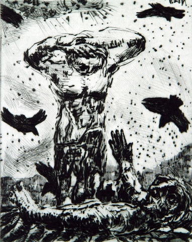 "Kain und Abel", 1990. Aquatint by Ralf KERBACH