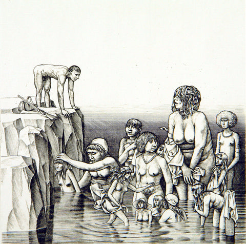 Magyar Grafika. "Ovidius: Metamorphoses. III. Actaeon", 1975. Copper engraving by Csaba REKASSY