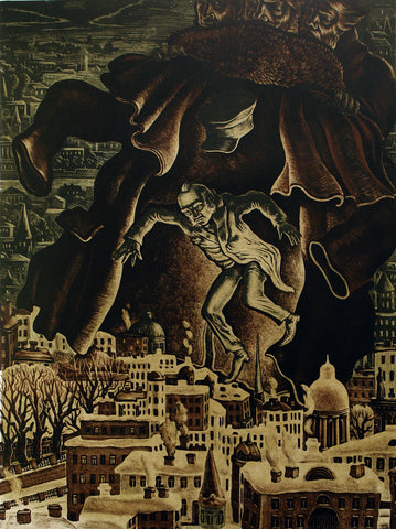"Der Mantel", 1976. Lithograph by Victor Semenovich VILNER (вильнер виктор семенович)