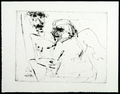 Nude. "prüfung", 1986. Aquatint by Wolfgang KE LEHMANN