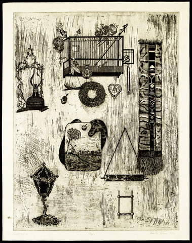 "Souvenirs", 1973. Aquatint by Danuta LESZCZYNSKA-KLUZOWA