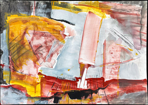 Post-Wendezeit. "Carve - erster Tag", 1997. Mixed media painting by Wolfgang REINKE