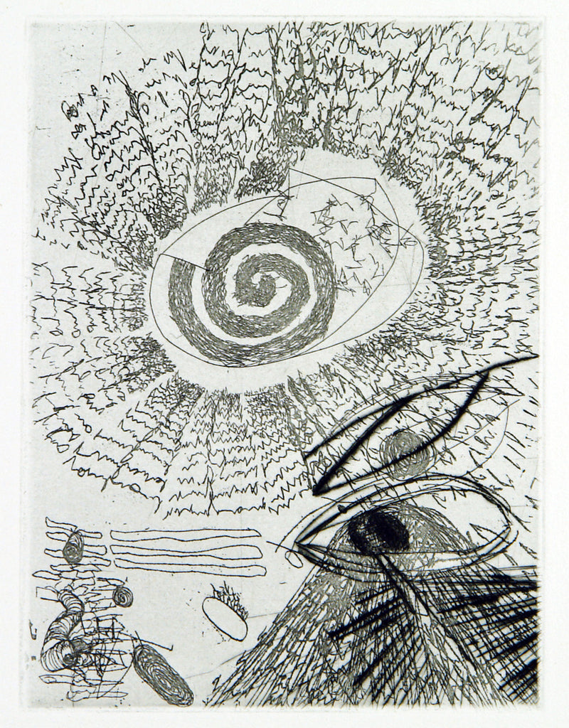 Post-Wendezeit. „Psychisches Feld“, 1991. Etching and drypoint by Carlfriedrich CLAUS Print (GDR)