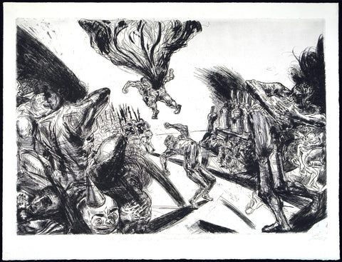 Leipzig School. „zu Joh. R. Becher - Themen-Unendlichkeit“, 1987. Etching by Hubertus GIEBE