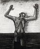 „Gehender“, 1987. Aquatint by Nuria QUEVEDO Print (GDR)