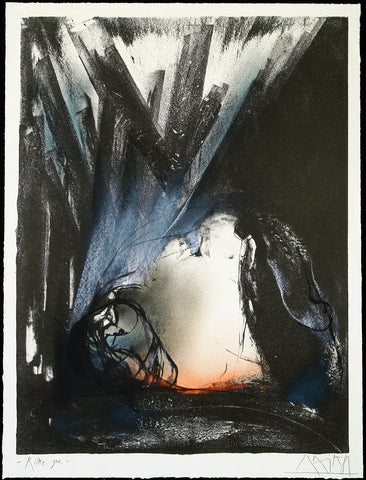 „Rilke gewidmet“, 1989. Mixed media (crayon and charcoal on lithograph) by Gregor-Torsten KOZIK